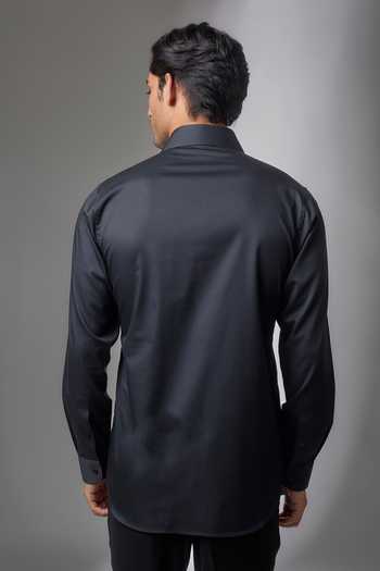 Shop_Salil Bhatia_Blue Cotton Majestic Mane Dori Embroidered Shirt _at_Aza_Fashions