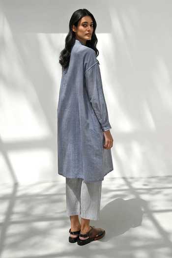 Shop_Payal Pratap_Blue Cotton Epirus Handloom Pant _at_Aza_Fashions