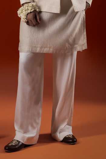 Buy_Sanchit Sharma_Ivory Silk Textured Pattern Jacket And Kurta Set _Online_at_Aza_Fashions