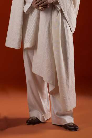 Buy_Sanchit Sharma_Ivory Silk, Cotton Textured Pattern Kurta Set _Online_at_Aza_Fashions