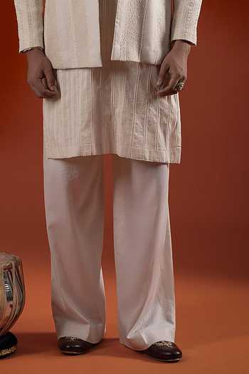 Sanchit Sharma_Ivory Silk, Cotton Layered Kurta And Jacket Set _Online_at_Aza_Fashions