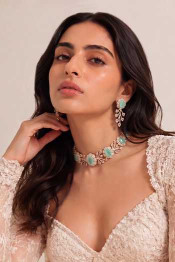 Buy_Mnsh_Pink Bageecha Imitation Diamond Choker Set _at_Aza_Fashions