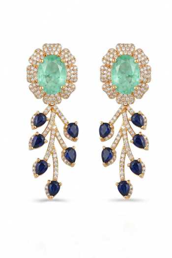 Mnsh_Blue Bageecha Imitation Diamond Choker Set _Online_at_Aza_Fashions