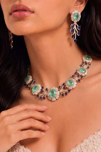 Shop_Mnsh_Blue Bageecha Imitation Diamond Choker Set _Online_at_Aza_Fashions