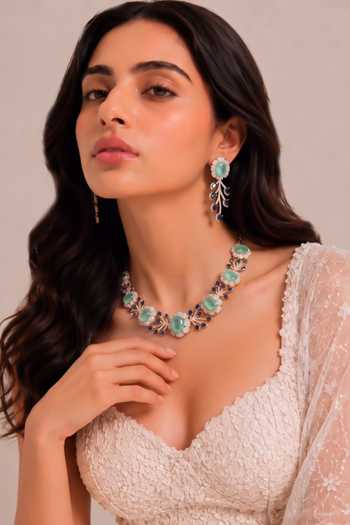 Buy_Mnsh_Blue Bageecha Imitation Diamond Choker Set _at_Aza_Fashions