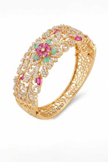 Shop_Mnsh_Pink Gulbagh Multicolour Statement Bangle - Single Pc _at_Aza_Fashions