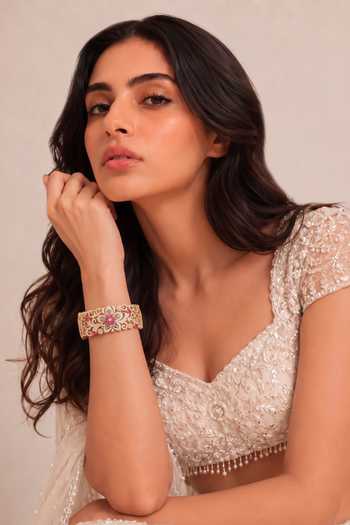 Shop_Mnsh_Pink Gulbagh Multicolour Statement Bangle - Single Pc _Online_at_Aza_Fashions