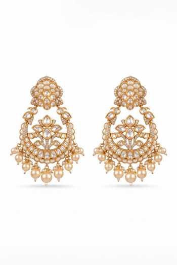Shop_Mnsh_Gold Plated Royal Pearl Embellished Chandbali Earrings _at_Aza_Fashions