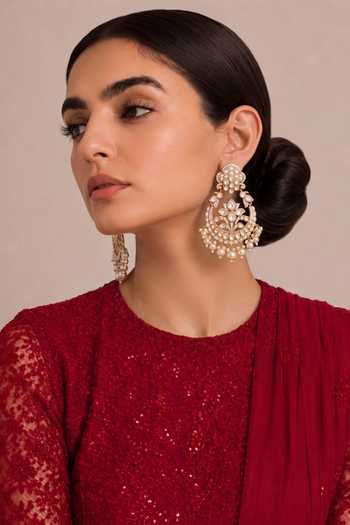 Shop_Mnsh_Gold Plated Royal Pearl Embellished Chandbali Earrings _Online_at_Aza_Fashions