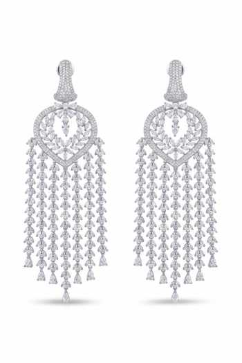 Shop_Mnsh_Silver Plated Royal Crystal Tassel Earrings _at_Aza_Fashions