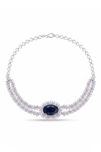 Mnsh_Blue Imitation Diamond Choker Set _Online_at_Aza_Fashions