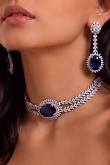 Shop_Mnsh_Blue Imitation Diamond Choker Set _Online_at_Aza_Fashions