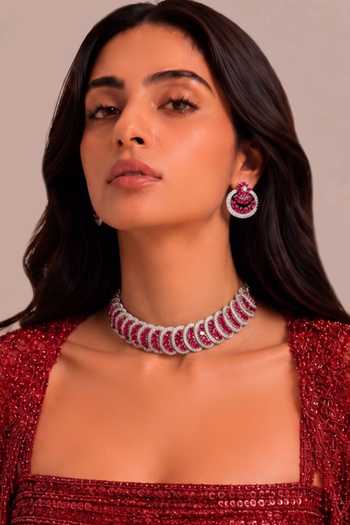 Buy_Mnsh_Red Ruby Glow Choker Set _at_Aza_Fashions