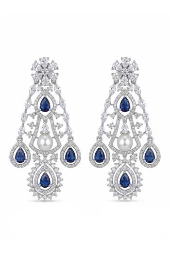 Buy_Mnsh_Silver Plated Sheesh Mahal Sapphire Choker Set _Online_at_Aza_Fashions
