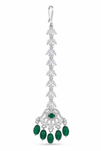 Mnsh_Silver Plated Rani Emerald Embellished Choker Set _Online_at_Aza_Fashions