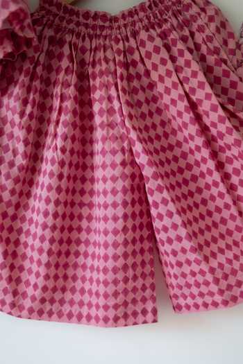 Love The World Today_Pink Cotton Mishri Rhombus Print Top And Palazzo Set _Online