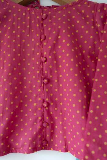 Buy_Love The World Today_Magenta Cotton Kopal Polka Dot Print Blouse And Lehenga Set _Online
