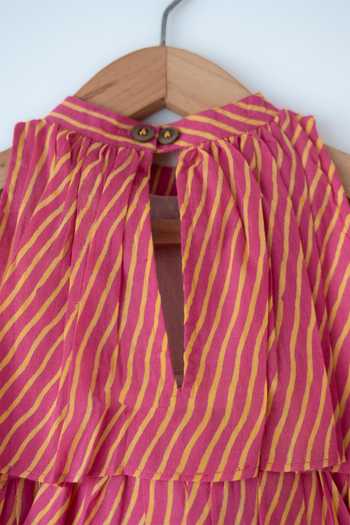 Love The World Today_Yellow Cotton Meera Striped Print Blouse And Lehenga Set _Online