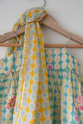 Love The World Today_Green Cotton Rasa Monstera Print Kurta And Cowl Dhoti Pant Set _at_Aza_Fashions