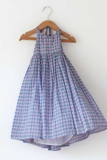 Buy_Love The World Today_Purple Cotton Saaz Geometric Print Dress _Online