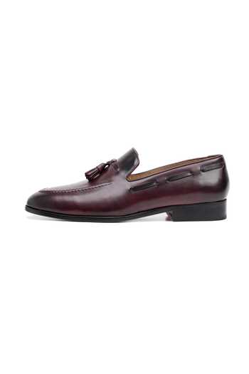 3dm Lifestyle_Burgundy Leather Tassel Loafers _Online_at_Aza_Fashions