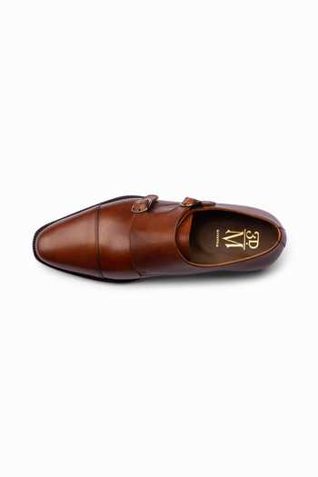 3dm Lifestyle_Brown Leather Toecap Double Monk Shoes _Online_at_Aza_Fashions