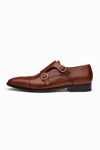 Buy_3dm Lifestyle_Brown Leather Toecap Double Monk Shoes _Online_at_Aza_Fashions