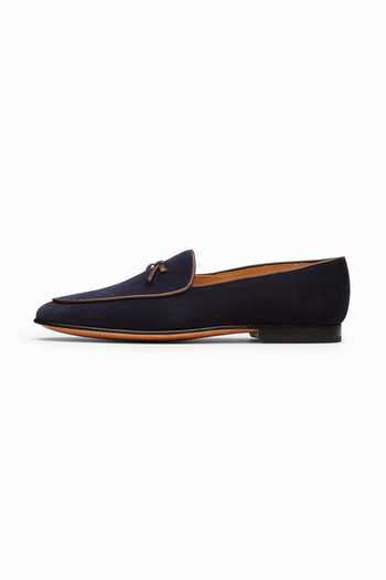 3dm Lifestyle_Blue Belgian Bow Trim Loafers _Online_at_Aza_Fashions