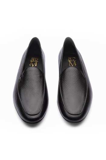 Shop_3dm Lifestyle_Black Belgian Grain Pattern Loafers _at_Aza_Fashions