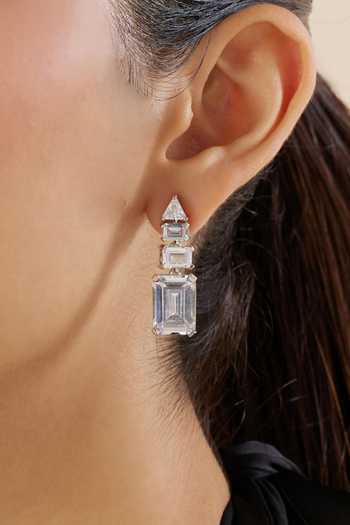Shop_Isharya_Silver Plated Regalia Diamante Botox Dangler Earrings _Online_at_Aza_Fashions