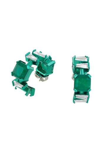Isharya_Green Imperia Emerald Botox Hoop Earrings _Online_at_Aza_Fashions