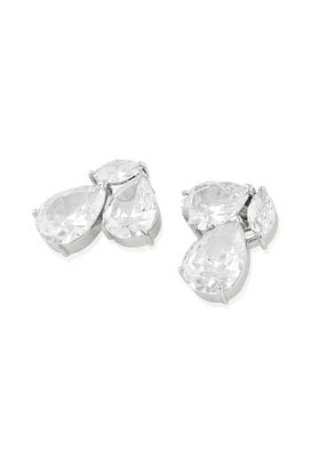 Isharya_Silver Plated Trilogy Diamante Botox Stud Earrings _Online_at_Aza_Fashions