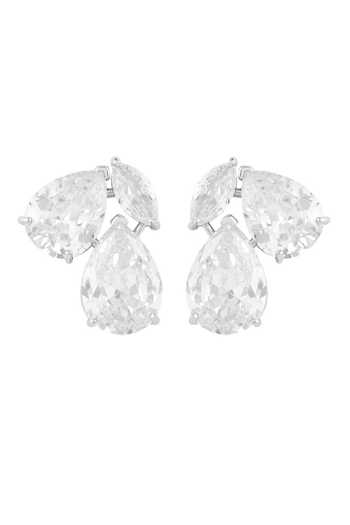 Shop_Isharya_Silver Plated Trilogy Diamante Botox Stud Earrings _at_Aza_Fashions