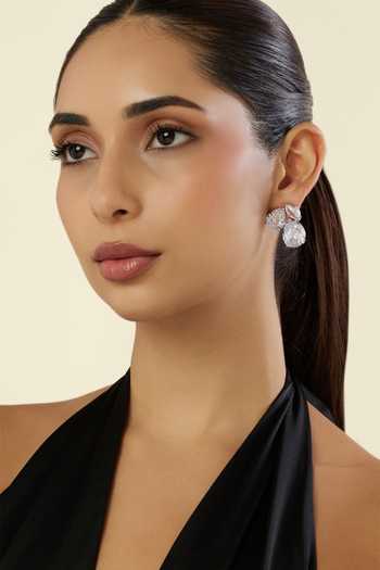 Shop_Isharya_Silver Plated Trilogy Diamante Botox Stud Earrings _Online_at_Aza_Fashions