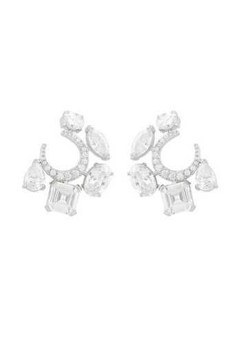 Shop_Isharya_Silver Plated Riviera Diamante Botox Earrings _at_Aza_Fashions