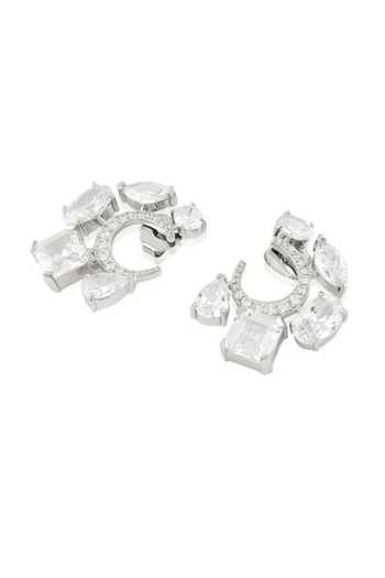 Isharya_Silver Plated Riviera Diamante Botox Earrings _Online_at_Aza_Fashions