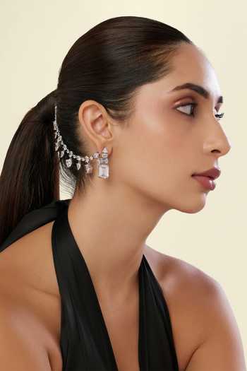 Buy_Isharya_Silver Plated Atelier Diamante Botox Ear Chains _at_Aza_Fashions