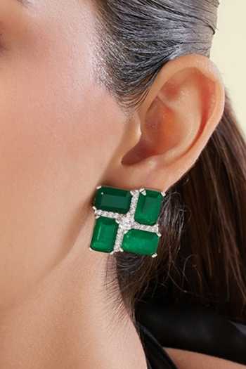 Shop_Isharya_Green Maison Botox Statement Stud Earrings _Online_at_Aza_Fashions
