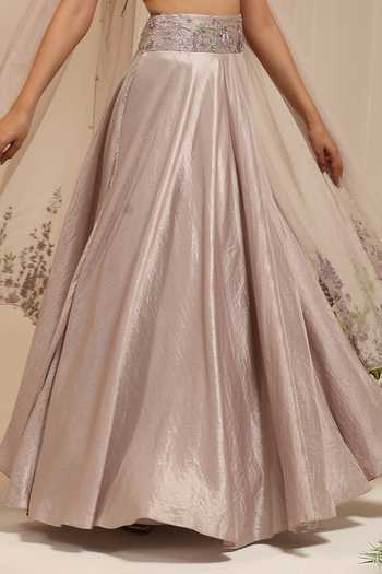 Buy_Amrta By Guneet Kondal_Purple Silk, Chinon, Dupion, Tulle Jashn-e-bahaara Embroidered Lehenga Set _Online_at_Aza_Fashions