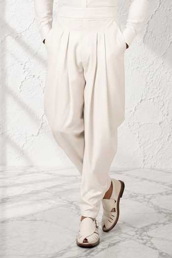 Shop_Bubber Couture_Off White Silk, Cotton Kanish Dhoti Pant _at_Aza_Fashions