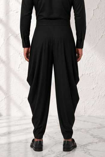 Bubber Couture_Black Silk, Cotton Niral Dhoti Pant _Online_at_Aza_Fashions