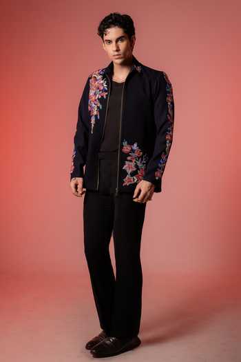 Buy_Hilo Design_Blue Roman Embroidered Shacket _Online_at_Aza_Fashions