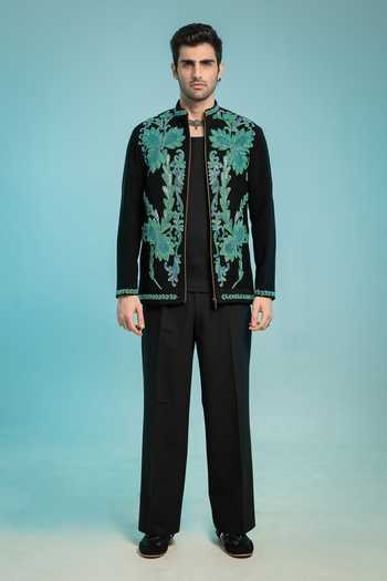 Buy_Hilo Design_Black Aegean Embroidered Shacket _Online_at_Aza_Fashions