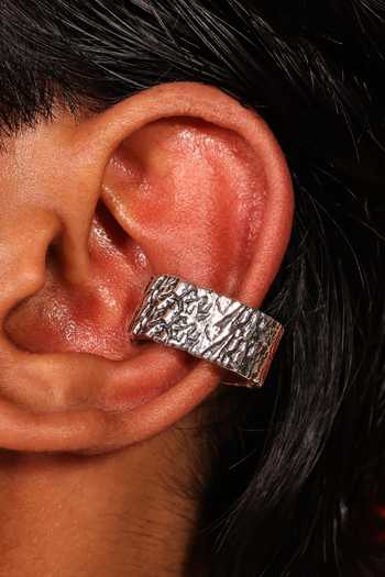 Shop_Arvino_Silver Plated Rugged Texture Ear Cuff - Single Pc _Online_at_Aza_Fashions