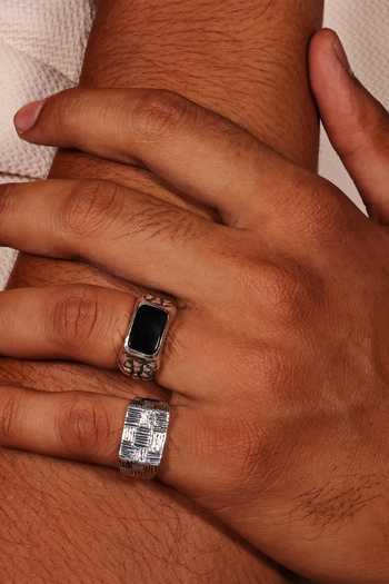 Buy_Arvino_Black Onyx Block Ring _Online_at_Aza_Fashions