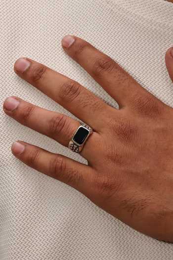 Shop_Arvino_Black Onyx Block Ring _Online_at_Aza_Fashions