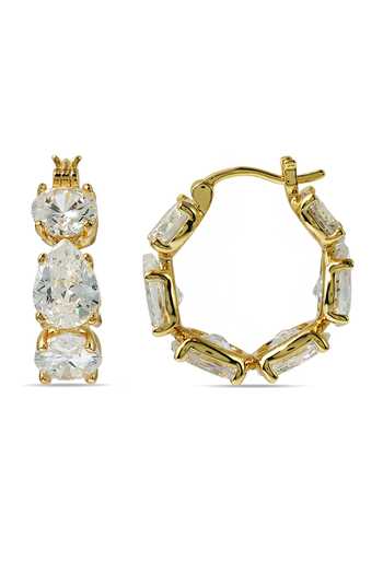 Shop_Arvino_Gold Plated Eternity Stone Embellished Hoops _at_Aza_Fashions