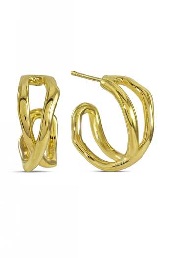 Buy_Arvino_Gold Plated Twist Hoop Earrings _at_Aza_Fashions
