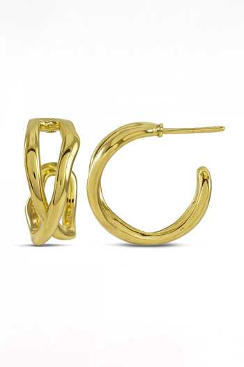 Shop_Arvino_Gold Plated Twist Hoop Earrings _at_Aza_Fashions