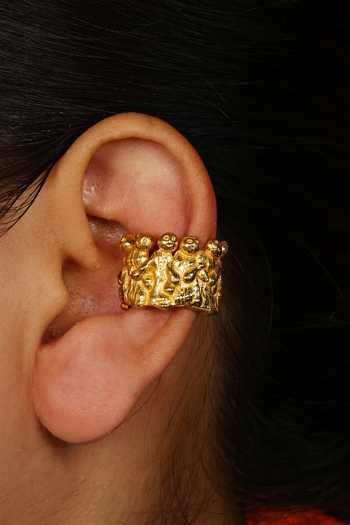 Shop_Arvino_Gold Plated Rajwarha Crinkle Unisex Ear Cuff - Single Pc _Online_at_Aza_Fashions